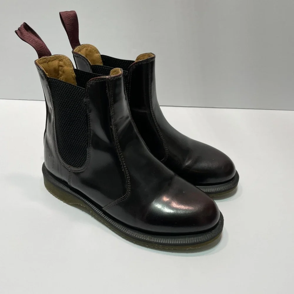 Dr. Martens Flora Burgundy Arcadia Leather Chelsea Boots Womens Size 5 US L 3 UK